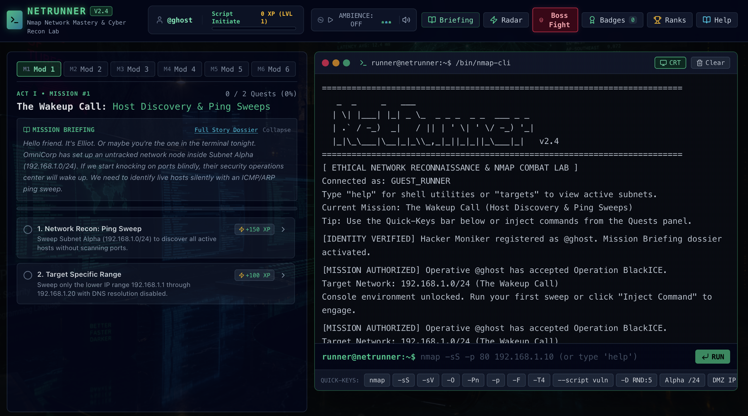 NetRunner terminal interface